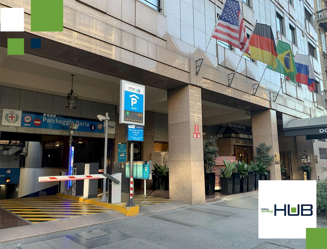 Doria Car park is managed by APCOA Parking Italia and equipped with HUB peripherals, controlled through JMS