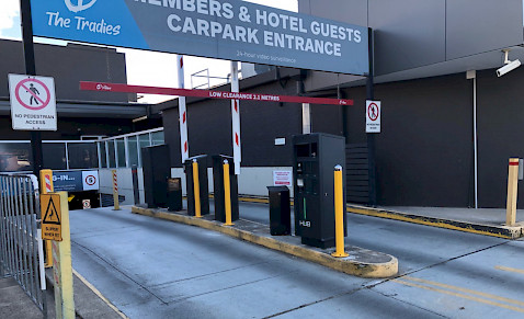 entrance of The Tradies, Dickson with Jupiter and LPR cameras for flawless entry