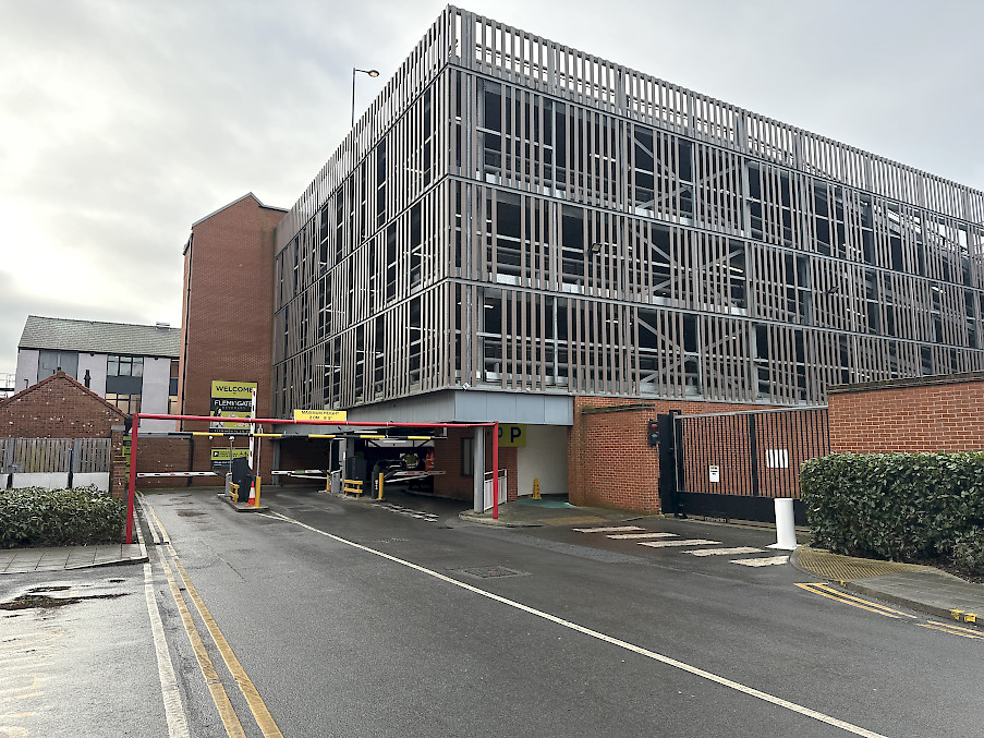 Flemingate Shopping Center car park entry, UK