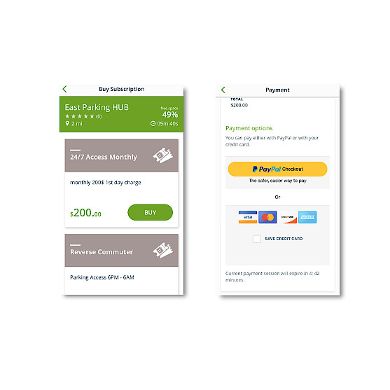 Écran de téléphone avec quelques fonctions de HUB JPass, une application de paiement