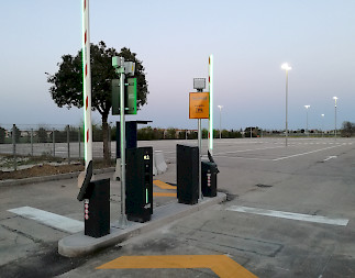 entrance of parking area in Forlì international airport (FRL)