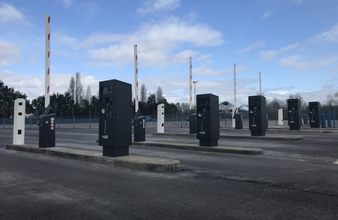Thorpe Park HUB parking entrance, theme park