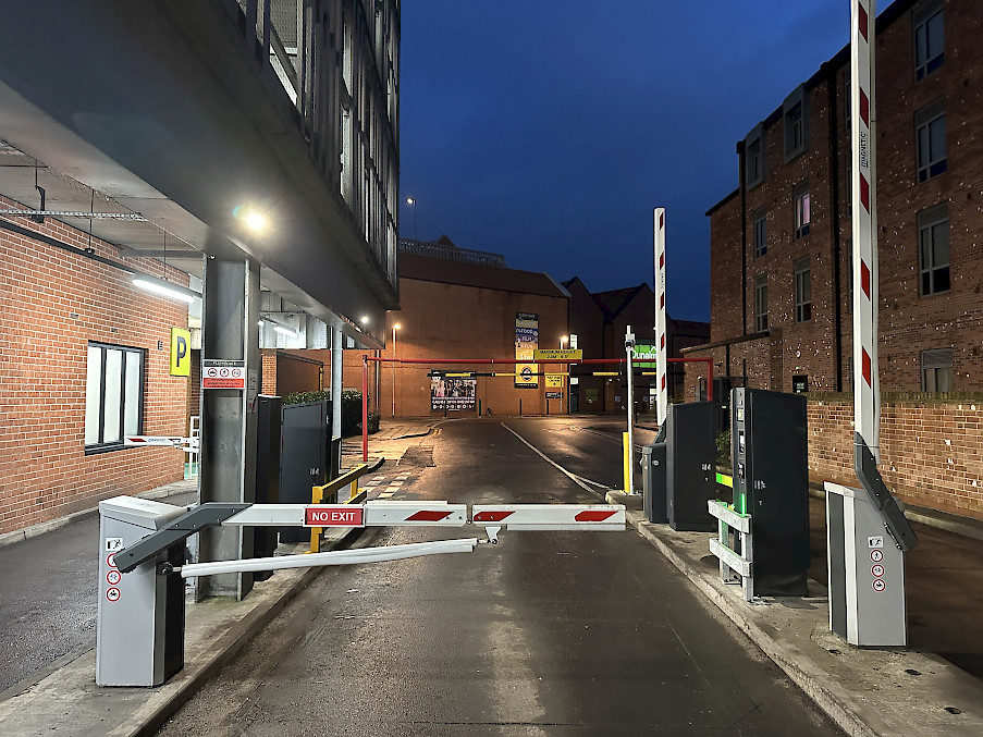 Exit lane with ticketless barrier in Flemingate Shopping Center