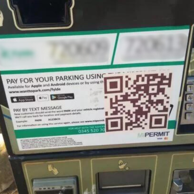 Tampered QR code on parking meters
